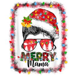merry mama messy bun christmas winter gift png