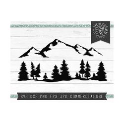 mountain svg, dxf, mountain forest svg, pine trees, pacific northwest cut files, camping svg, outdoors, cricut, silhouet