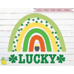 st patricks day svg, rainbow lucky shamrock svg pot of gold svg irish svg farmhouse svg files for cricut downloads silho