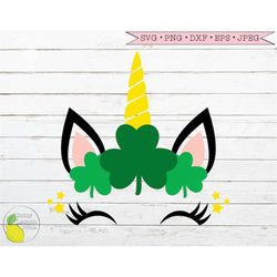 st patricks day svg, unicorn irish shamrock svg lucky unicorn face kids unicorn svg files for cricut downloads silhouett