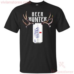 beer hunter michelob ultra funny hunting beer reindeer t-shirt