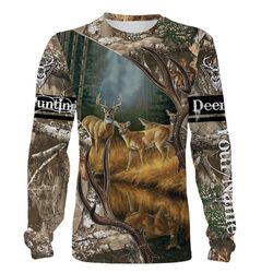 deer hunting realtree camouflage customize name 3d all over printed shirts personalized gift for deer hunter nqs1071