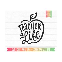 teacher life svg, apple svg cut file cricut, silhouette, hand lettered, teacher shirt designs, gift for teacher, teach s