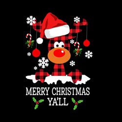 merry christmas ya'll reindeer buffalo plaid santa svg