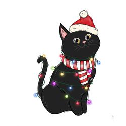 funny santa hat black cat lights christmas gifts png