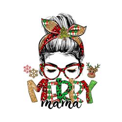 merry mama christmas tree messy bun hair png
