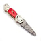 Damascus Steel Folding Pocket Knife with Leather Sheath