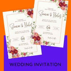 Wildflower Wedding Invitation Template, Boho Wedding Invitation Suite, Printable Wedding Invitations, Wedding Invite