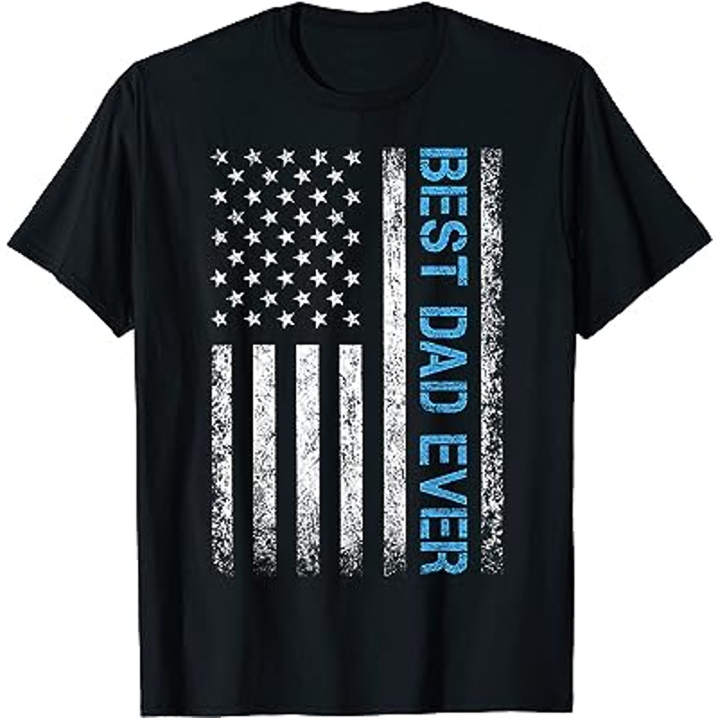 Father's Day Best Dad Ever with US American Flag T-Shirt.jpg
