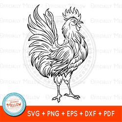 rooster svg, rooster clip art, rooster png, rooster vector, rooster dxf, farm animal svg, farmhouse svg cricut, digital