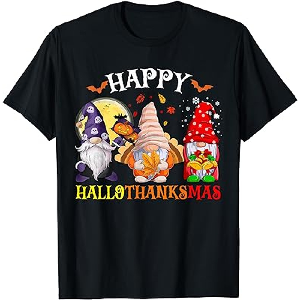 Thanksgiving Christmas Happy HalloThanksMas Gnomes T-Shirt.jpg