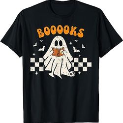 ghost book reading halloween costume teacher books lover t-shirt