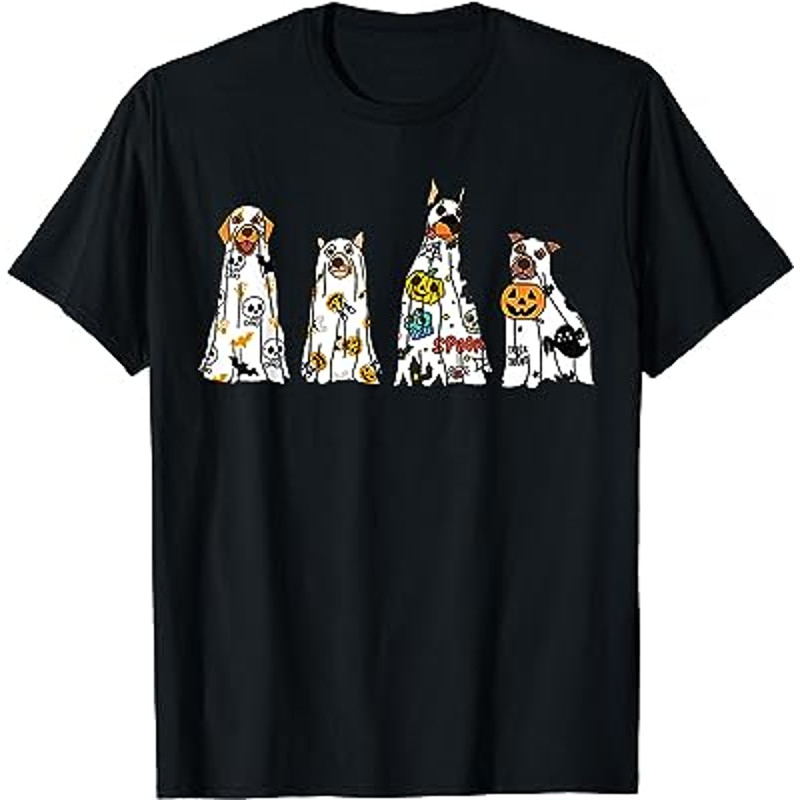 Dog Ghost Spooky Season Cute Ghost Halloween Groovy Retro T-Shirt.jpg