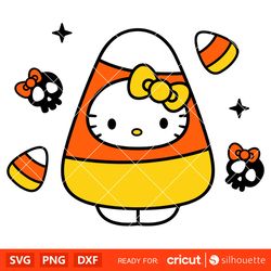 Hello Kitty Candy Corn Svg, Sanrio Friends Svg, Halloween Svg, Kawaii Svg, Cricut, Silhouette Vector Cut File