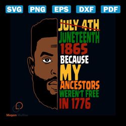 juneteenth 1865 because my ancestors werent free in 1776 svg