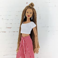 Drawstring beach pants and top for Barbie regular and other dolls of similar size