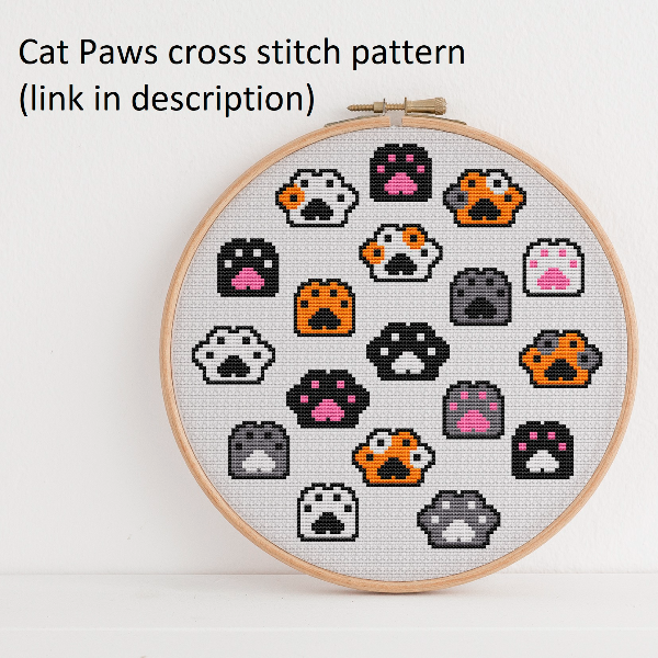 cat paws cross stitch pattern