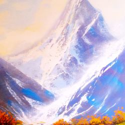 Mountain Painting on Canvas Modern Impasto Painting Original Art by "Walperion Paintings"