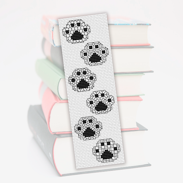 blackwork bookmark pattern paws