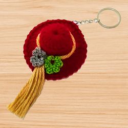 A crochet hat keychain pattern