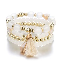 Ensemble de bracelets a breloques bohemes pour femmes, glands, perles de cristal Boho, bracelet rond, bijoux fantaisie,