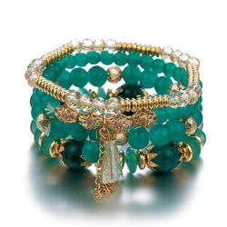 Ensemble de bracelets a breloques avec pompon pour femme, perles de verre colorees, bijoux feminins bohemes, nouveau, 4