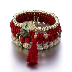 Bracelet boheme en perles de riz colorees pour femmes, ensemble de bracelets en chaine perlee fait a la main, cadeau de