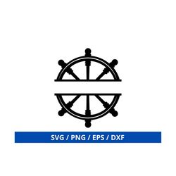 split ship wheel svg, boat wheel svg, nautical ships wheel name frame svg , captain sailing steering wheel svg , ship he