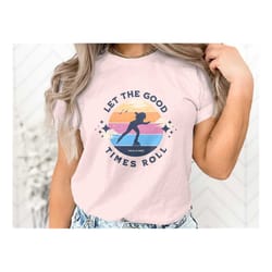 rollerblade classic sunset t-shirt, let the good times roll, free shipping, shirt, disco skate night, roller rink party,