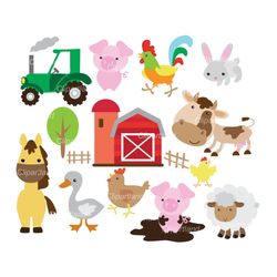 instant download. farm animals clip art. cf_7. personal and commercial use.