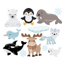 instant download. arctic animals clip art. caa_3. personal and commercial use.