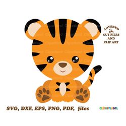 instant download. funny tiger cub layered cut files and clip art. tc_9. personal and commercial use.