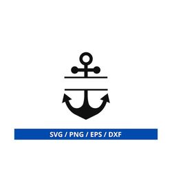 anchor split name frame svg, split anchor rope svg, monogram anchor svg, nautical cut file, sailing boat anchor, silhoue