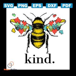 autism awareness bee kind puzzle pieces svg, autism svg