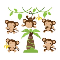 instant download. monkeys clip art. cm_6. personal and commercial use.