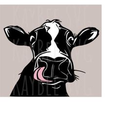 cow face with tongue out svg png jpg clipart digital cut file download for cricut silhouette sublimation printable art -