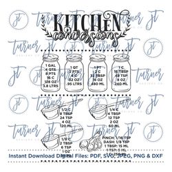 farmhouse kitchen conversion chart svg cut file (kitchen, cooking, measurements, baking)
