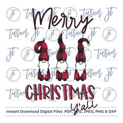 merry christmas y'all patterned sublimation file (merry christmas, buffalo plaid, christmas gnomes, gnomies, christmas s