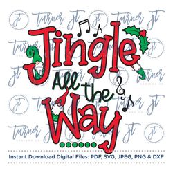 jingle all the way svg cut file (christmas, holiday, gnomes, merry christmas, jingle bells, winter, christmas quote)