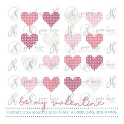 be my valentine vintage sweater hearts svg cut file (love, heart, valentine's day, sweater, vintage, retro)