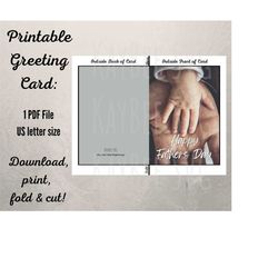 printable father's day card instant download 5x7 inch - baby hand in father's hand - greeting card for dad