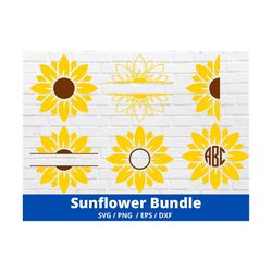 sunflower svg bundle, sunflower svg, half sunflower svg, sunflower monogram svg, sunflower quote svg, cricut, commercial