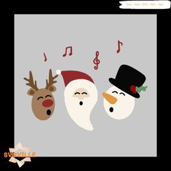 santa reindeer and snowman singing svg, christmas svg, snowman svg, reindeer svg, singing svg, christmas gift svg, merry