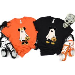 disney halloween couple shirt, mickey ghost shirt, disney halloween family shirt, halloween party shirt, disney hallowee