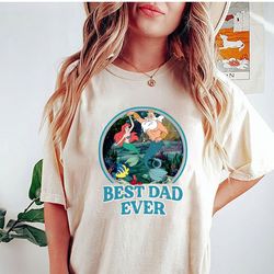 disney princess shirt, retro king triton and ariel best dad ever shirt, the little mermaid shirt, father's day gift, gif