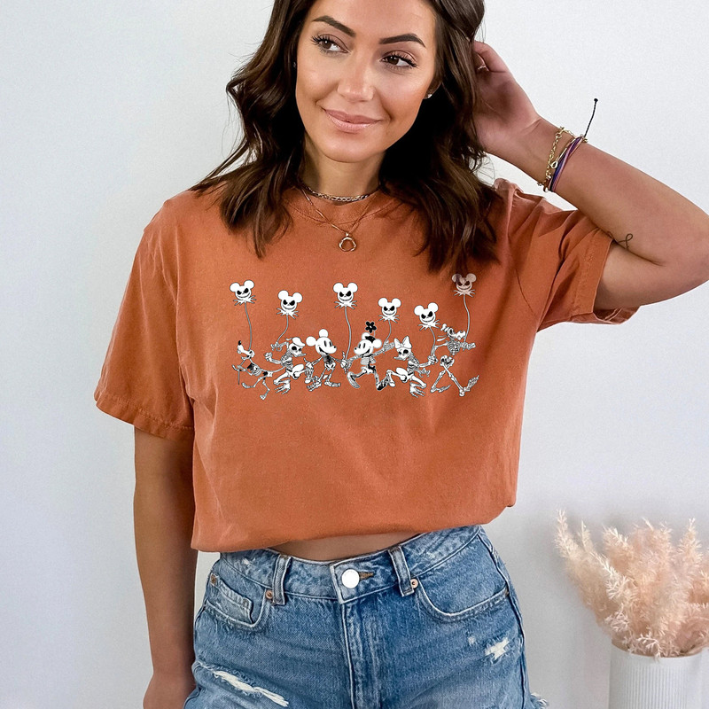 Disney Skeleton Halloween Comfort Colors Shirt, Mickey Jack Skellington Shirt, Mickey and Friends Balloon Shirt, Hallooween Family Shirts - 2.jpg