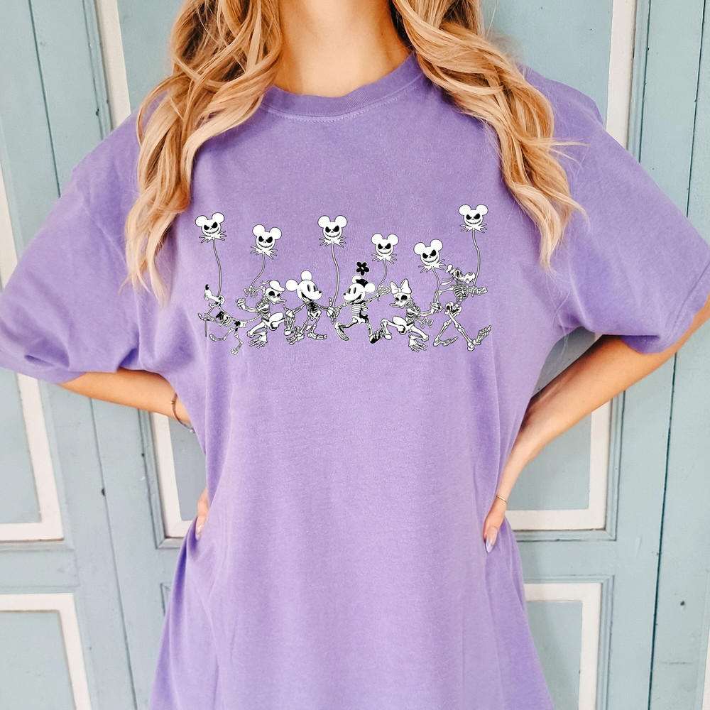 Disney Skeleton Halloween Comfort Colors Shirt, Mickey Jack Skellington Shirt, Mickey and Friends Balloon Shirt, Hallooween Family Shirts - 3.jpg