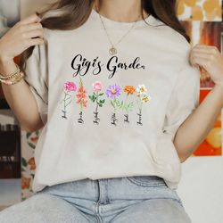 Gigi Garden Shirt, Mothers Day Gift for Gigi, Birth Month Flowers, Personalized Gifts for Grandma, Gigi Gift, Gigi Shirt