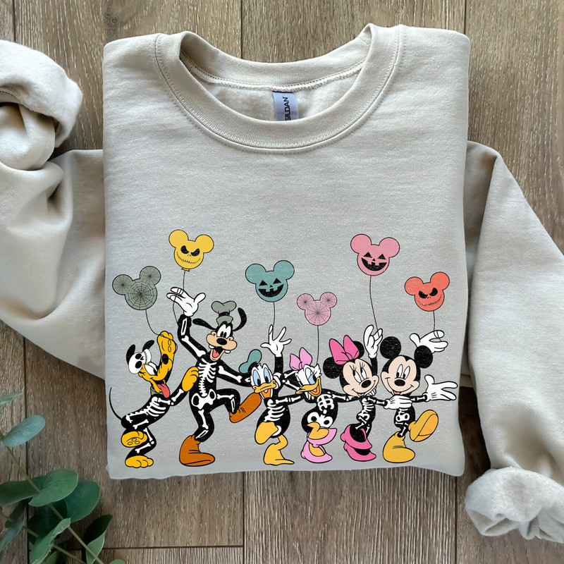 Mickey and Friends Skeleton Halloween SweatShirt, Disney Skeleton Halloween Shirt, Halloween Balloon Shirt, Halloween Group Shirt, Halloween - 1.jpg