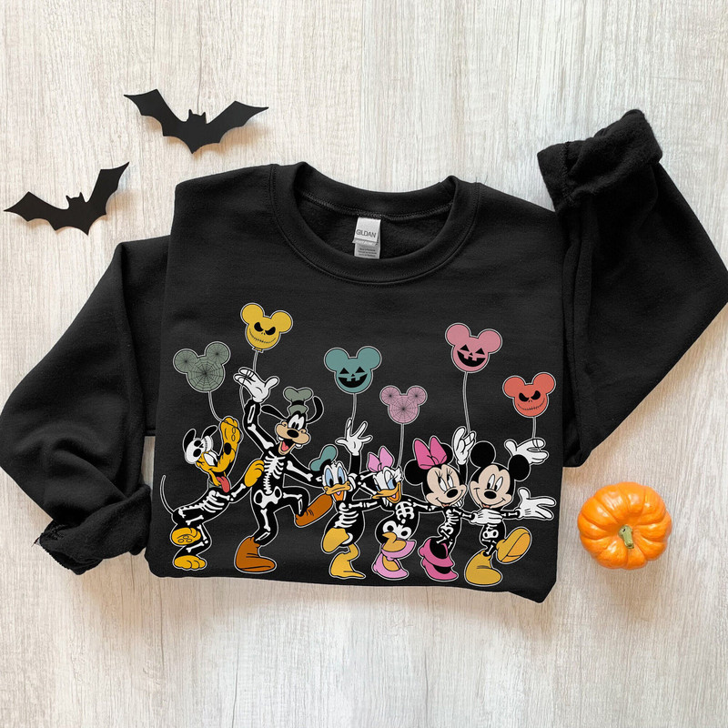 Mickey and Friends Skeleton Halloween SweatShirt, Disney Skeleton Halloween Shirt, Halloween Balloon Shirt, Halloween Group Shirt, Halloween - 2.jpg